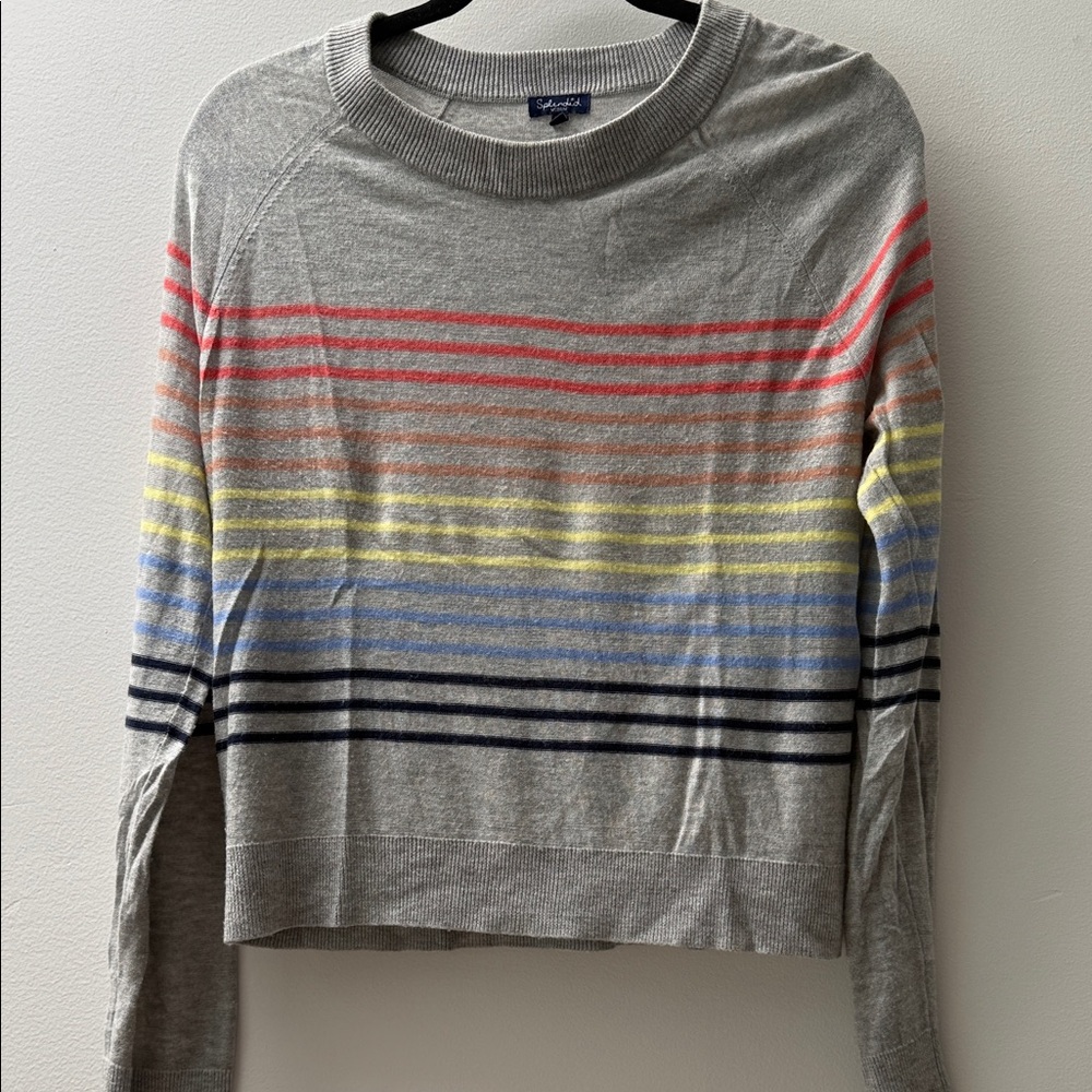 Splendid Gray Sweatshirt with Vibrant Stripes